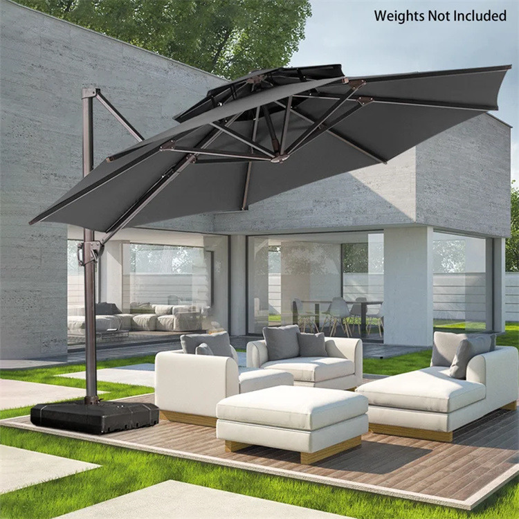 Guarda-chuva de pátio com topo duplo cantilever de 12 pés