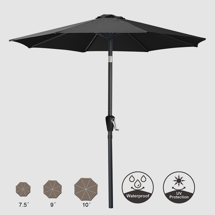 Uso de guarda-chuva de mesa de pátio com inclinação e manivela