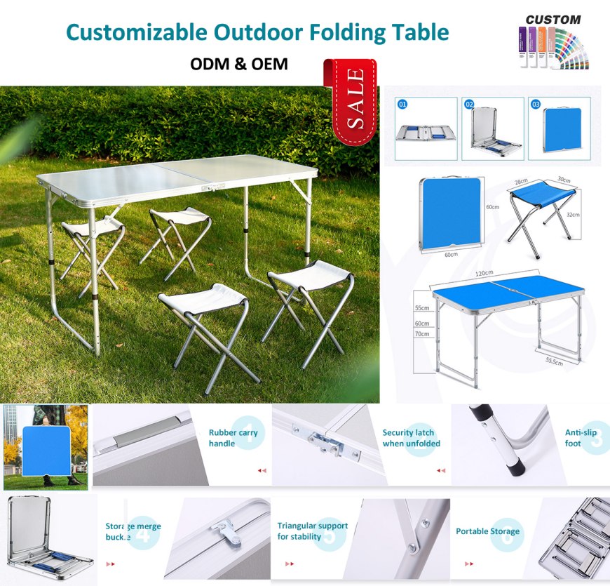 Conjunto de mesa e cadeiras dobráveis ​​de alumínio