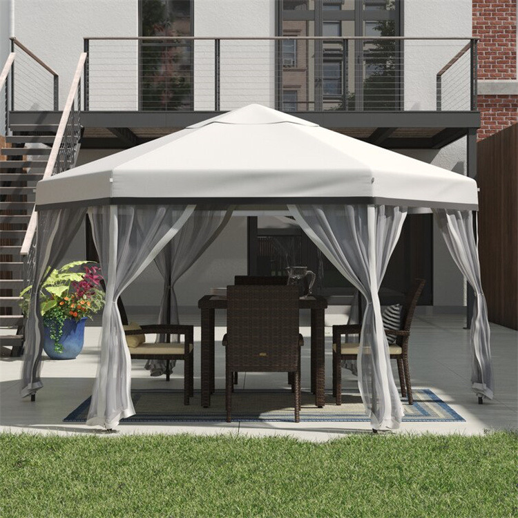 Gazebo hexagonal com capota flexível de 11 x 11 pés