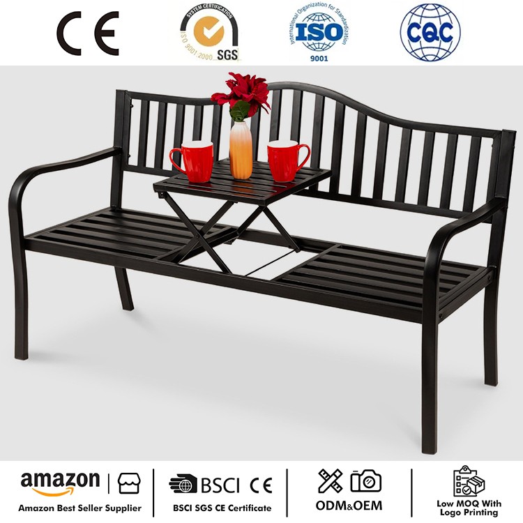 Mesa de banco de jardim em ferro fundido para exterior