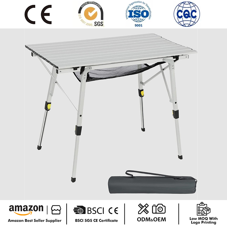 Mesa de acampamento dobrável portátil de alumínio