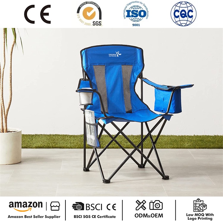 Cadeira de acampamento dobrável portátil com refrigerador